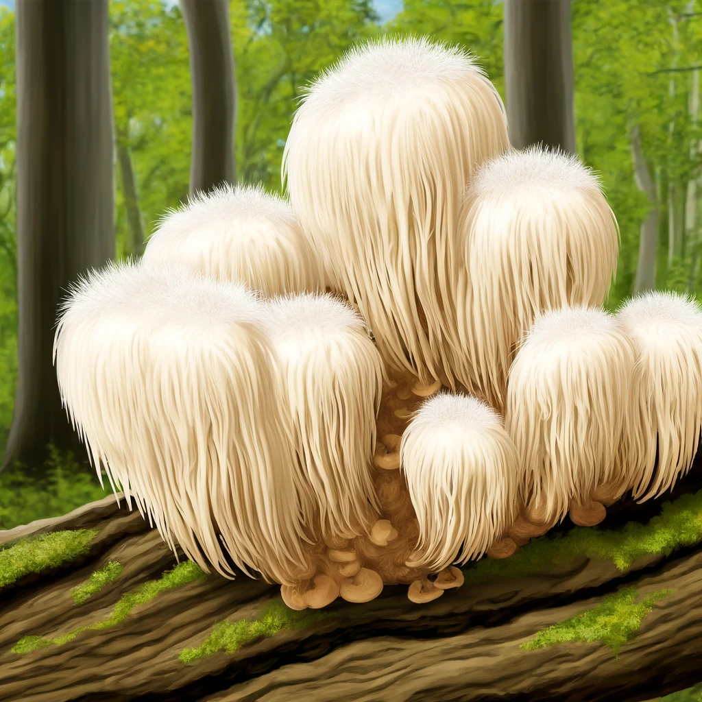 Lion's Mane mushroom, or Hericium erinaceus, is a unique fungus recognized for its globe-shaped, cascading tendrils that resemble the mane of a lion.