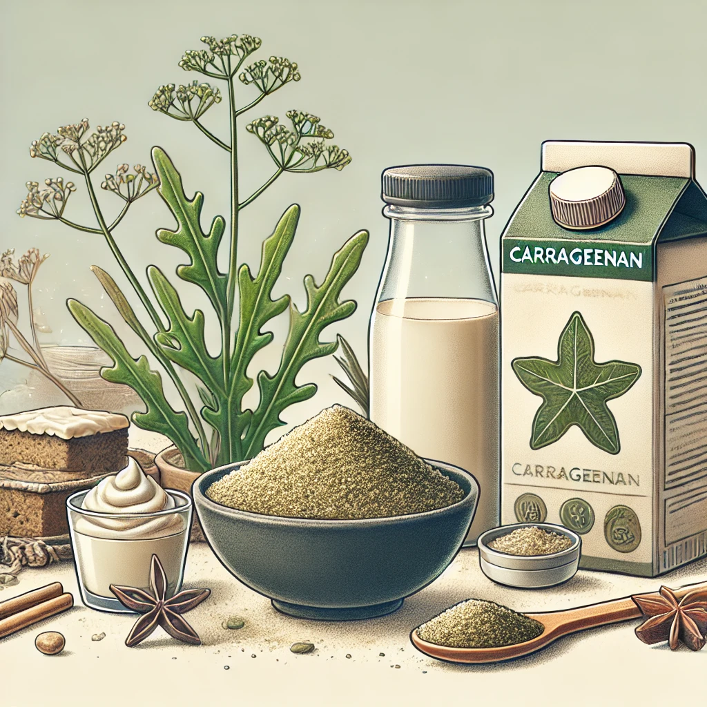 Carrageenan is a natural seaweed extract often added to almond milk as a thickener and emulsifier to improve texture and prevent separation. 